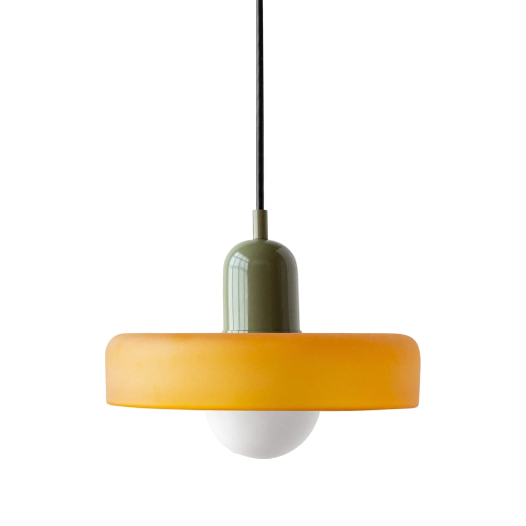 Glass Pendant Light | Modern Brushed Metal Adjustable Kitchen Hanging Fixture Pendant Lights for modern home decor in Orange Glass color