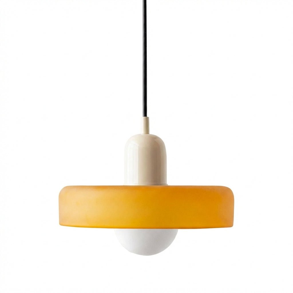 Glass Pendant Light | Modern Brushed Metal Adjustable Kitchen Hanging Fixture Pendant Lights for modern home decor in Orange Glass color