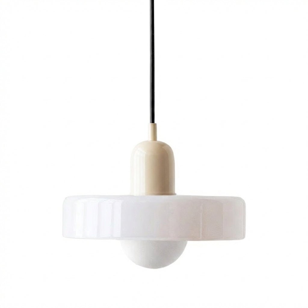 Glass Pendant Light | Modern Brushed Metal Adjustable Kitchen Hanging Fixture Pendant Lights for modern home decor in White Glass color