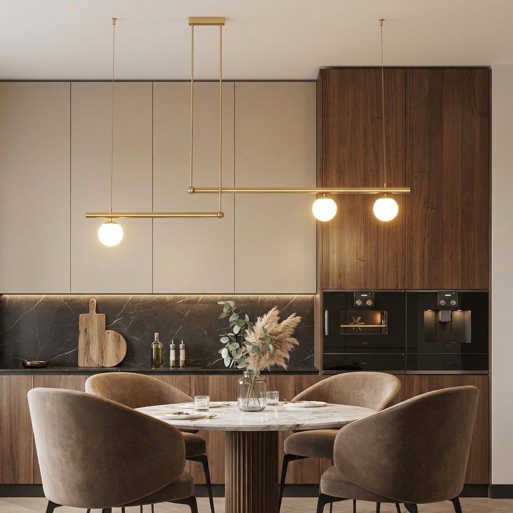 Glass Pendant Light | Nordic Adjustable Height Kitchen Lighting Fixture Lighting for modern home decor in Gold color