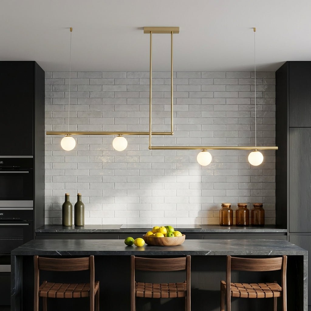 Glass Pendant Light | Nordic Adjustable Height Kitchen Lighting Fixture Lighting for modern home decor in Gold color