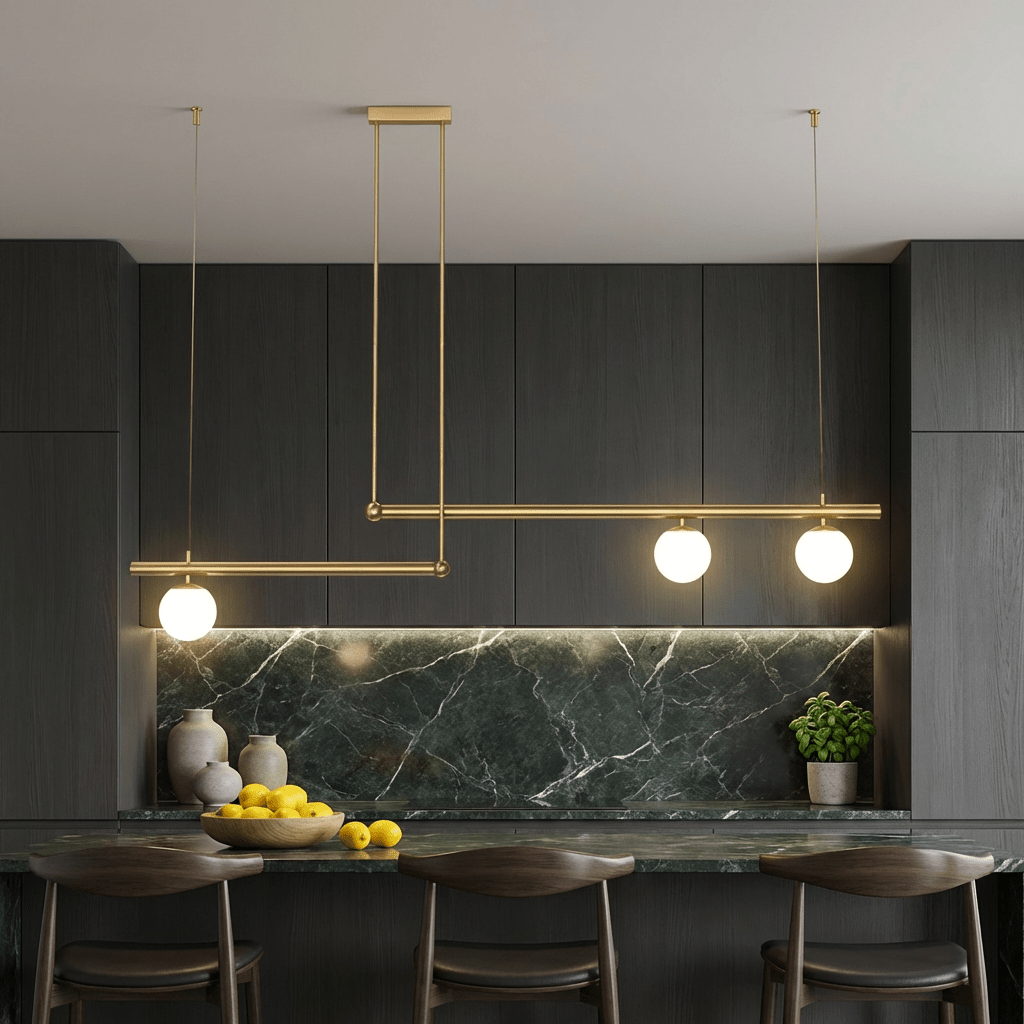 Glass Pendant Light | Nordic Adjustable Height Kitchen Lighting Fixture Lighting for modern home decor in Gold color