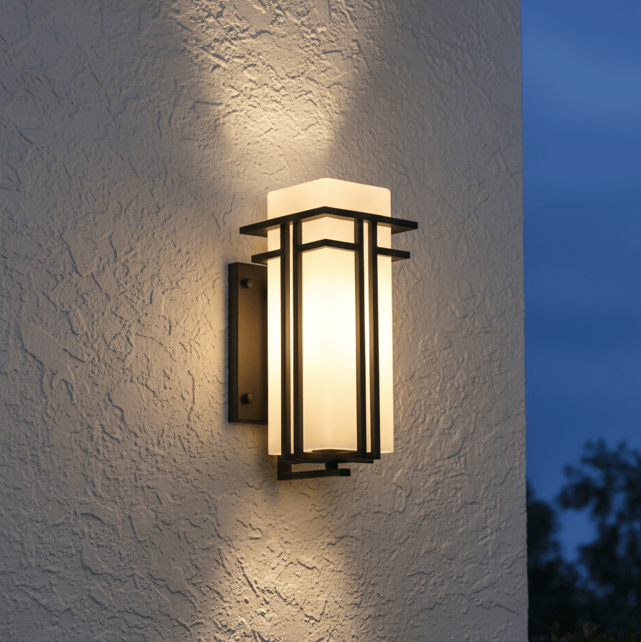 Industrial Weatherproof Wall Light | Matte Black Industrial Iron & Glass LED Lantern Sconce Outdoor Lighting for modern home decor in 31cm color