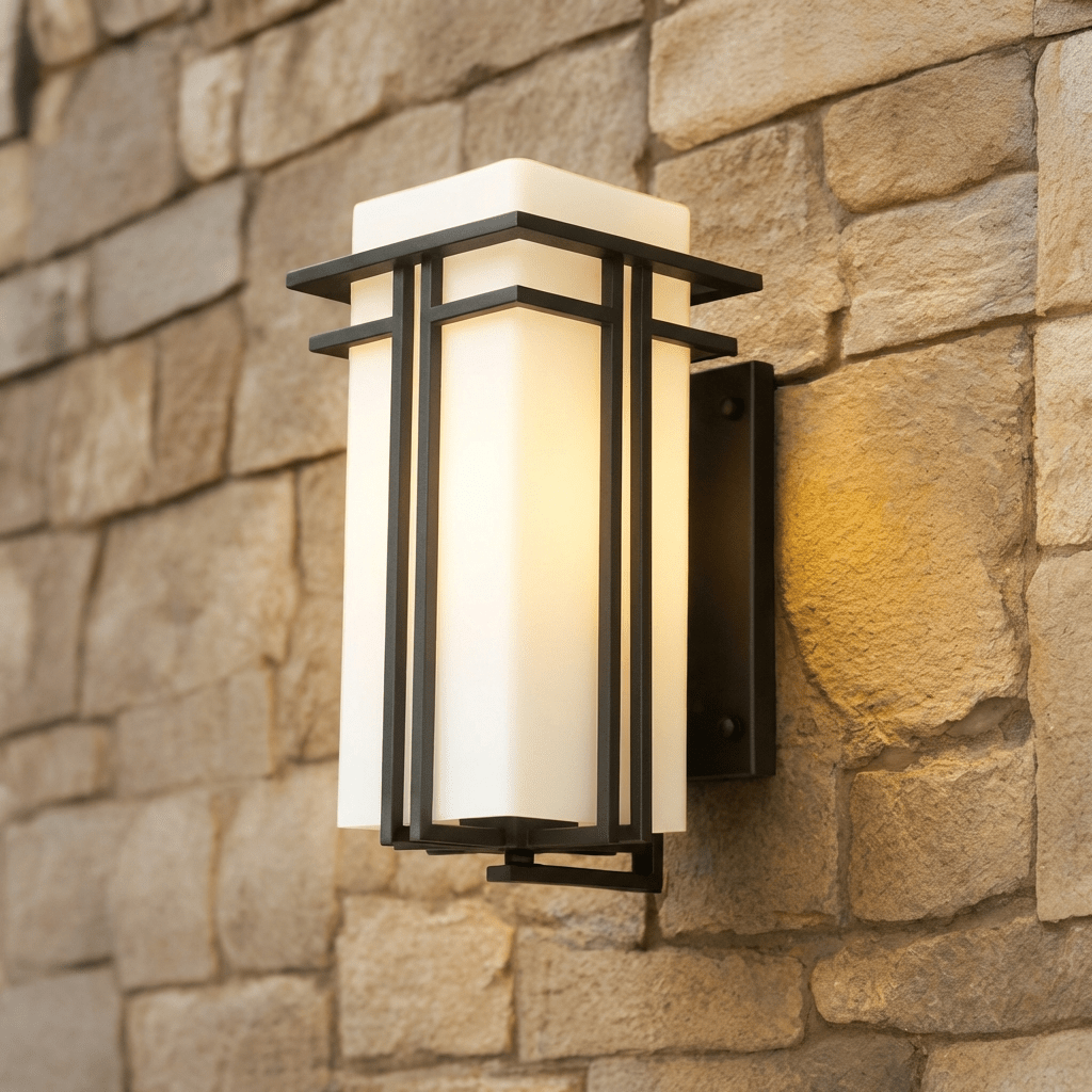 Industrial Weatherproof Wall Light | Matte Black Industrial Iron & Glass LED Lantern Sconce Outdoor Lighting for modern home decor in 31cm color