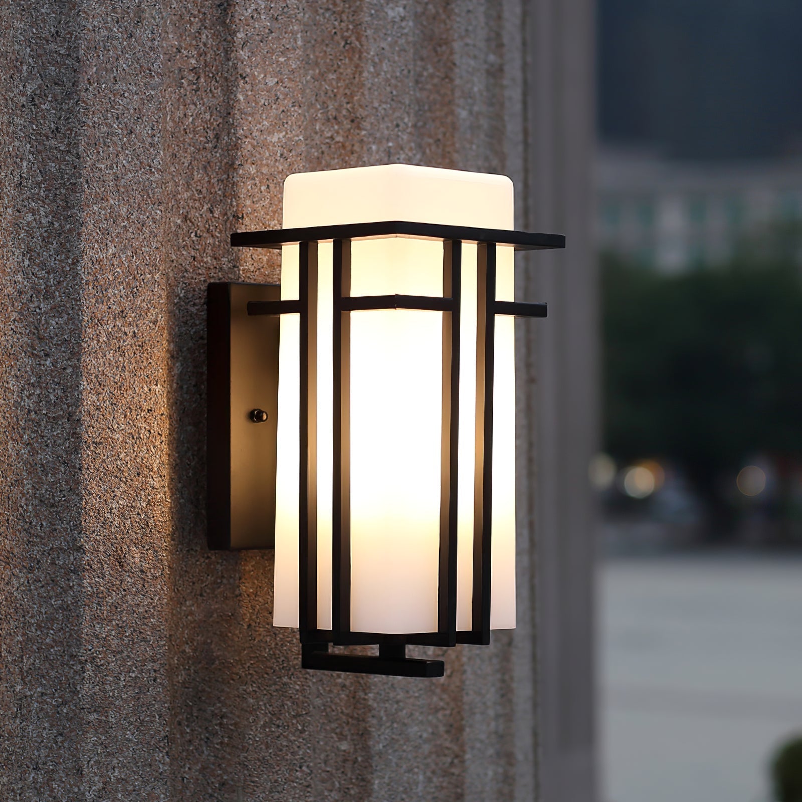 Industrial Weatherproof Wall Light | Matte Black Industrial Iron & Glass LED Lantern Sconce Outdoor Lighting for modern home decor in 31cm color