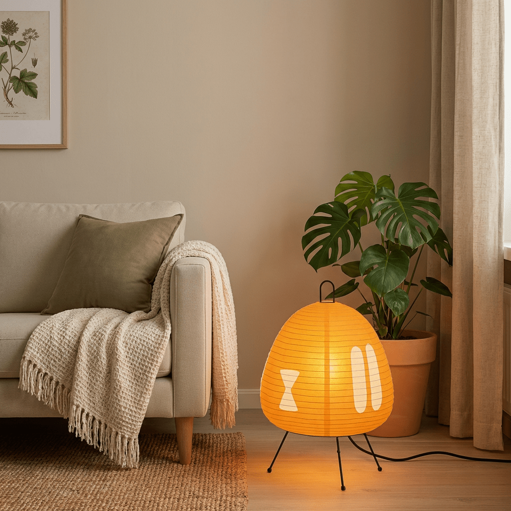 Japanese Rice Paper Floor Lamp | Minimalist Tripod Base | Tricolour Dimming Bedroom Light Floor Lamps for modern home decor in White color