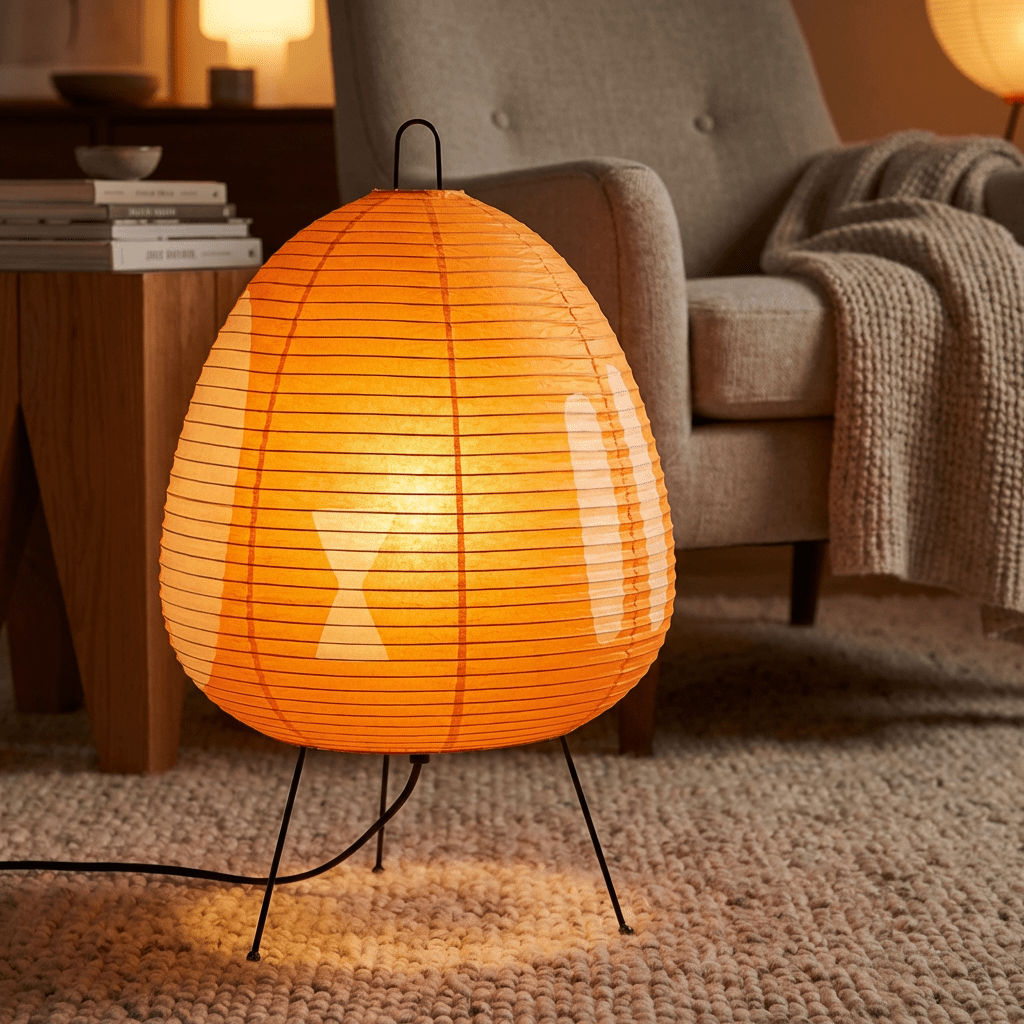 Japanese Rice Paper Floor Lamp | Minimalist Tripod Base | Tricolour Dimming Bedroom Light Floor Lamps for modern home decor in White color