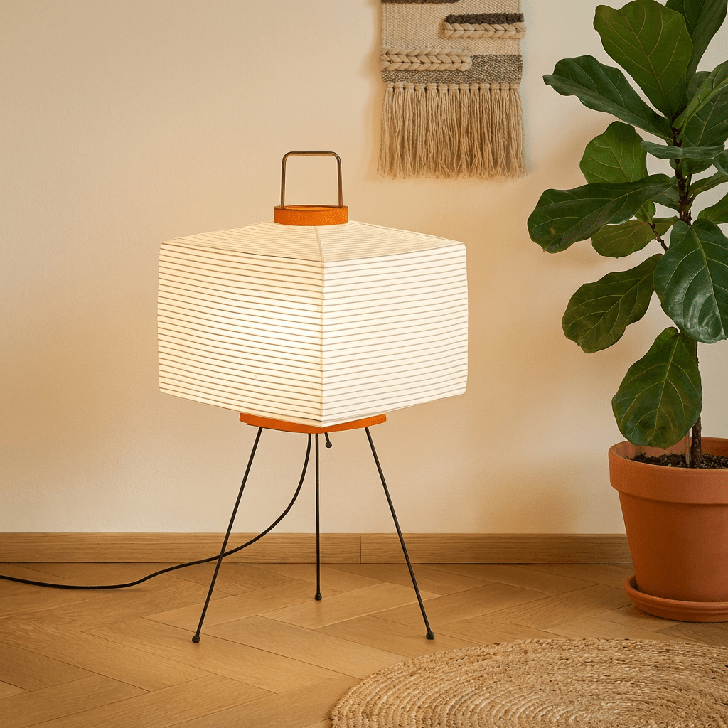 Japanese Tripod Floor Lamp | Wabi - Sabi Rice Paper Shade | 3 - Colour LED Standing Light Lamps & Light Fixtures for modern home decor in Default color