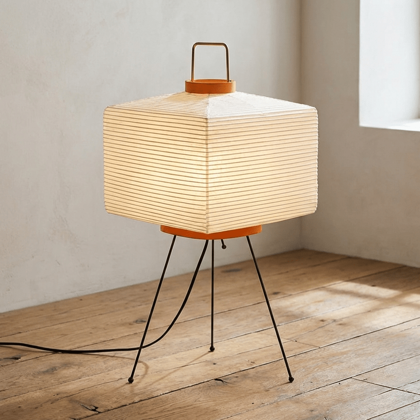 Japanese Tripod Floor Lamp | Wabi - Sabi Rice Paper Shade | 3 - Colour LED Standing Light Lamps & Light Fixtures for modern home decor in Default color