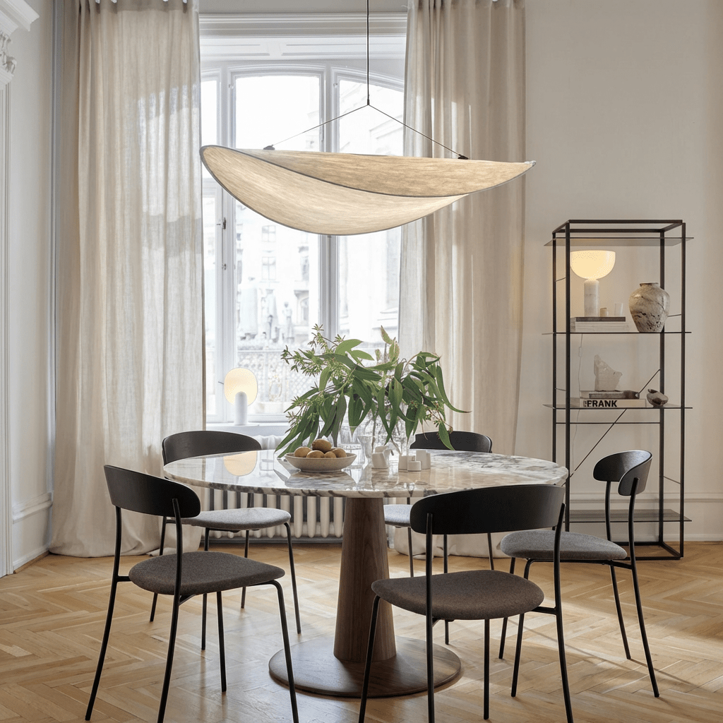 LED Ceiling Pendant Light | Silk Fabric Shade with Metal Frame for Dining & Living Spaces Lighting for modern home decor in 40cm color