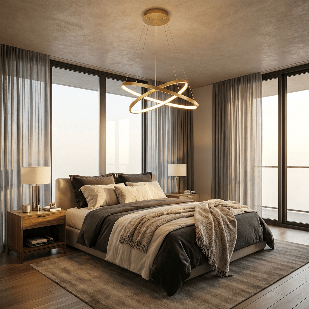 LED Ring Chandelier | Modern Adjustable Multi - Ring Ceiling Light Fixture Chandeliers for modern home decor in Black color