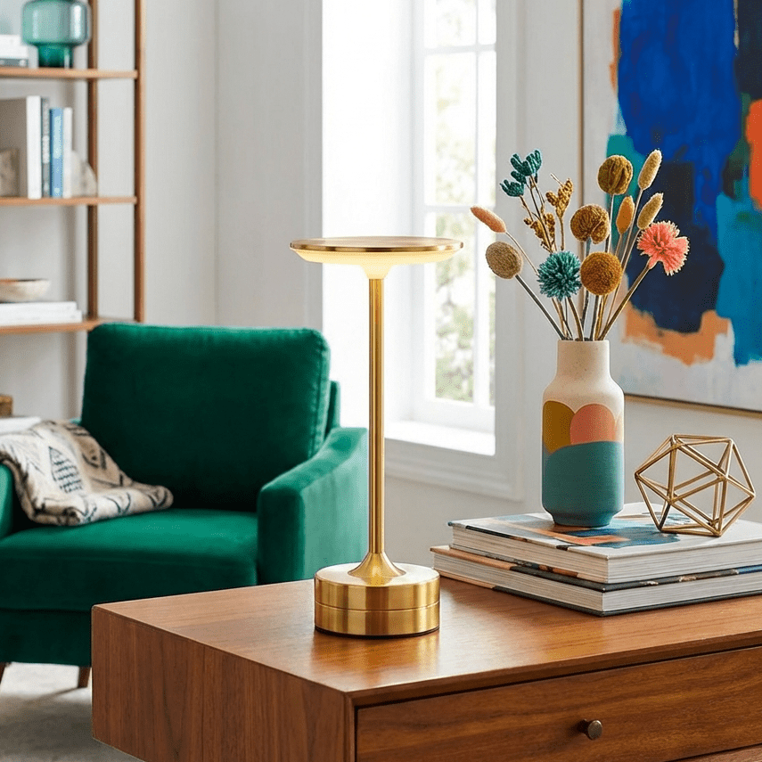 LED Table Lamp | Touch Sensor Cordless Light for Bedroom and Dining Lamps for modern home decor in Gold color