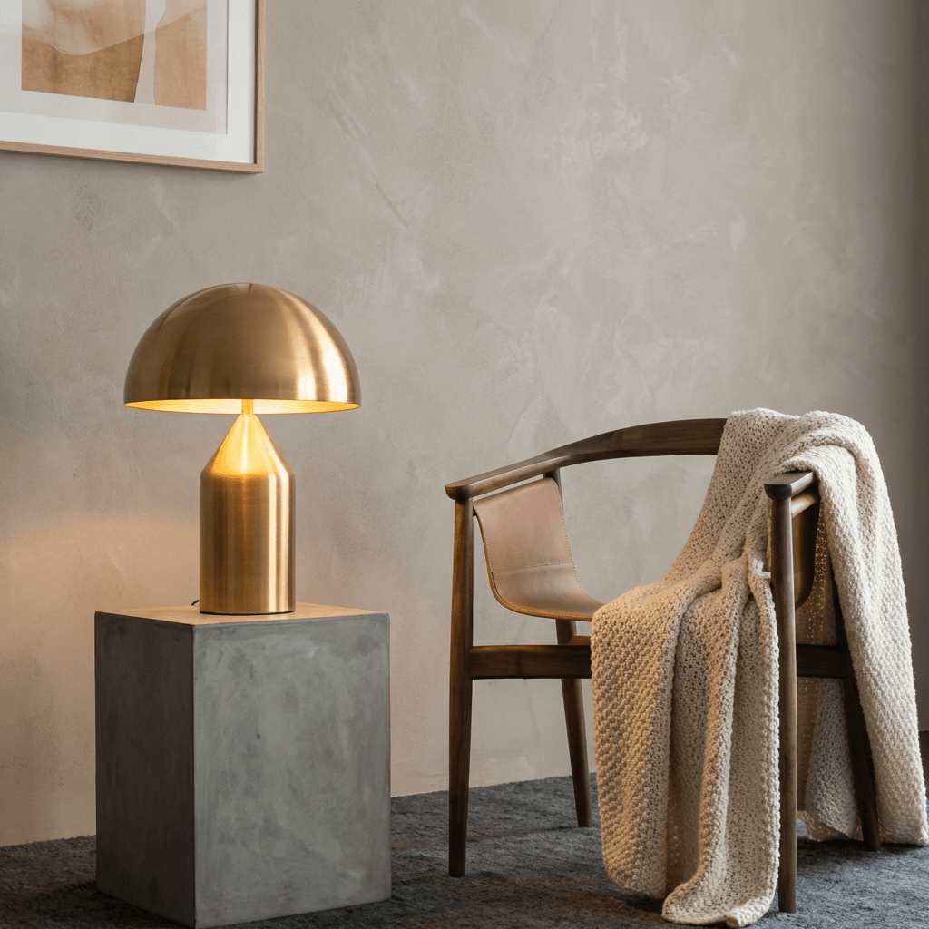 Metal Table Lamp | Modern Dome Bedside & Desk Lamp for Bedroom or Office Lamps for modern home decor in Gold color