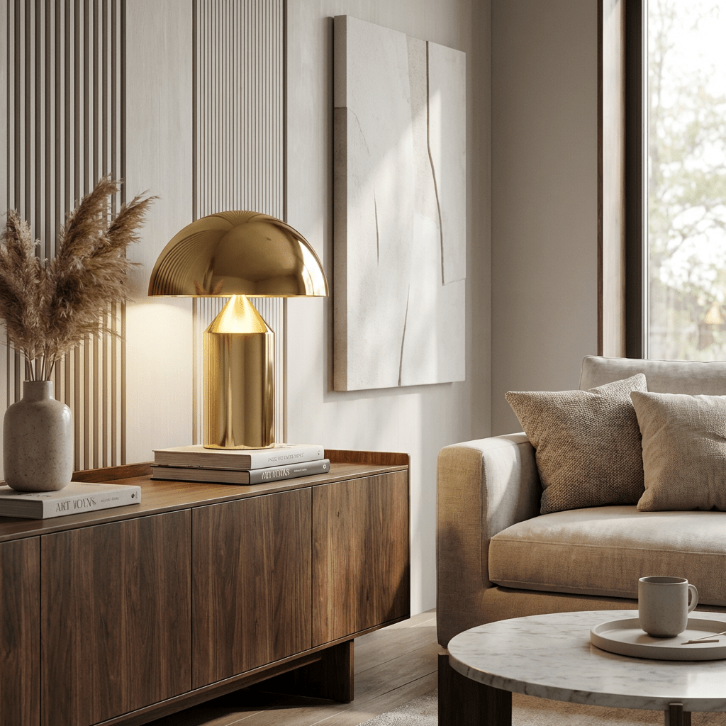 Metal Table Lamp | Modern Dome Bedside & Desk Lamp for Bedroom or Office Lamps for modern home decor in Gold color