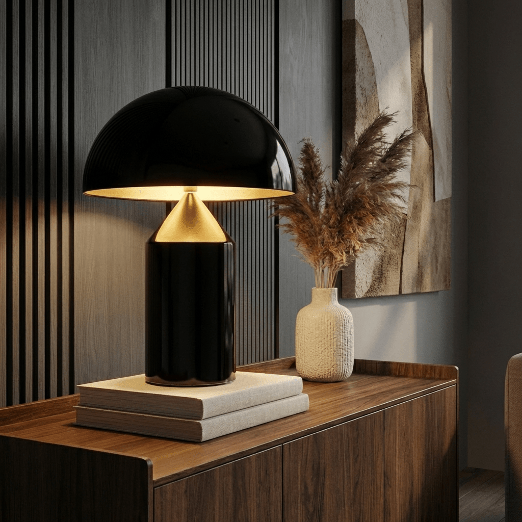 Metal Table Lamp | Modern Dome Bedside & Desk Lamp for Bedroom or Office Lamps for modern home decor in Gold color