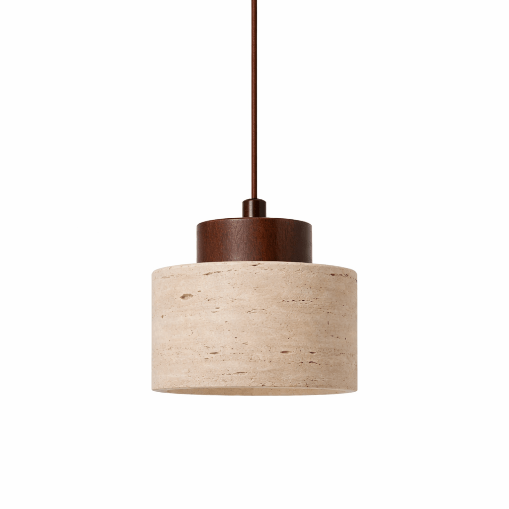 Minimalist Pendant Light | Natural Travertine Stone for Modern Interiors Pendant Lights for modern home decor in Walnut color