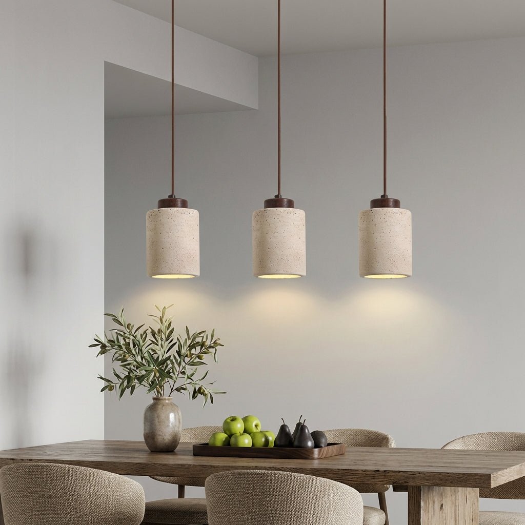 Minimalist Pendant Light | Natural Travertine Stone for Modern Interiors Pendant Lights for modern home decor in Wood color