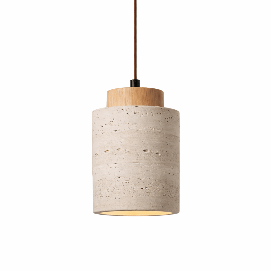 Minimalist Pendant Light | Natural Travertine Stone for Modern Interiors Pendant Lights for modern home decor in Wood color