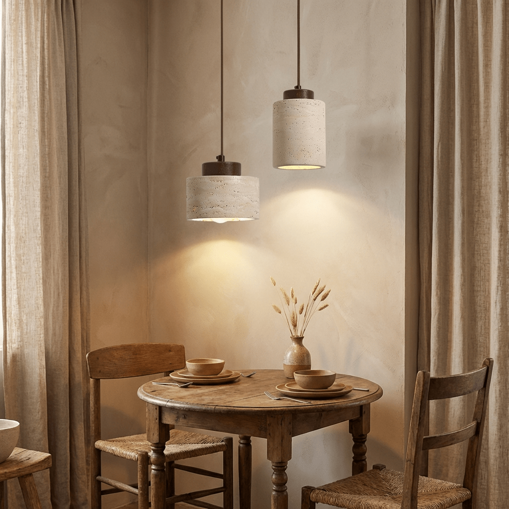 Minimalist Pendant Light | Natural Travertine Stone for Modern Interiors Pendant Lights for modern home decor in Wood color