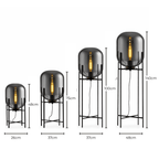 Modern Glass Floor & Table Lamp | Iron Framework LED Lighting | Amber & Smoke Lamps for modern home decor in Amber color