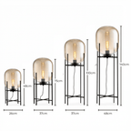 Modern Glass Floor & Table Lamp | Iron Framework LED Lighting | Amber & Smoke Lamps for modern home decor in Amber color