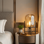 Modern Glass Floor & Table Lamp | Iron Framework LED Lighting | Amber & Smoke Lamps for modern home decor in Amber color