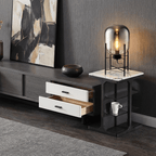 Modern Glass Floor & Table Lamp | Iron Framework LED Lighting | Amber & Smoke Lamps for modern home decor in Smoke color