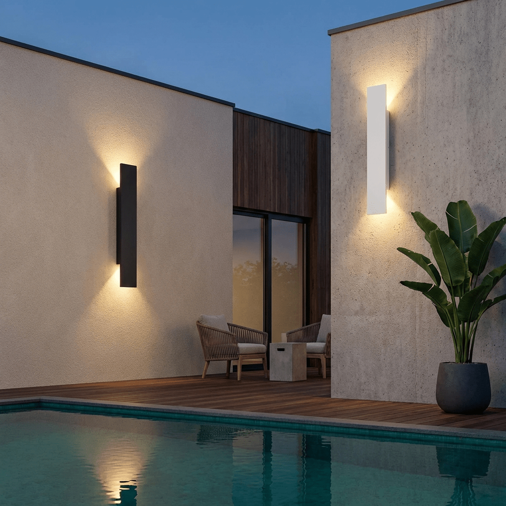 Modern LED Outdoor Wall Light | Waterproof Aluminium Exterior Lantern | Slimline Garden Sconce Outdoor Lighting for modern home decor in Black color