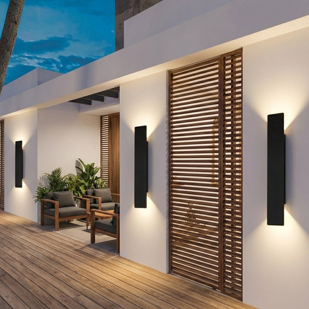 Modern LED Outdoor Wall Light | Waterproof Aluminium Exterior Lantern | Slimline Garden Sconce Outdoor Lighting for modern home decor in Black color