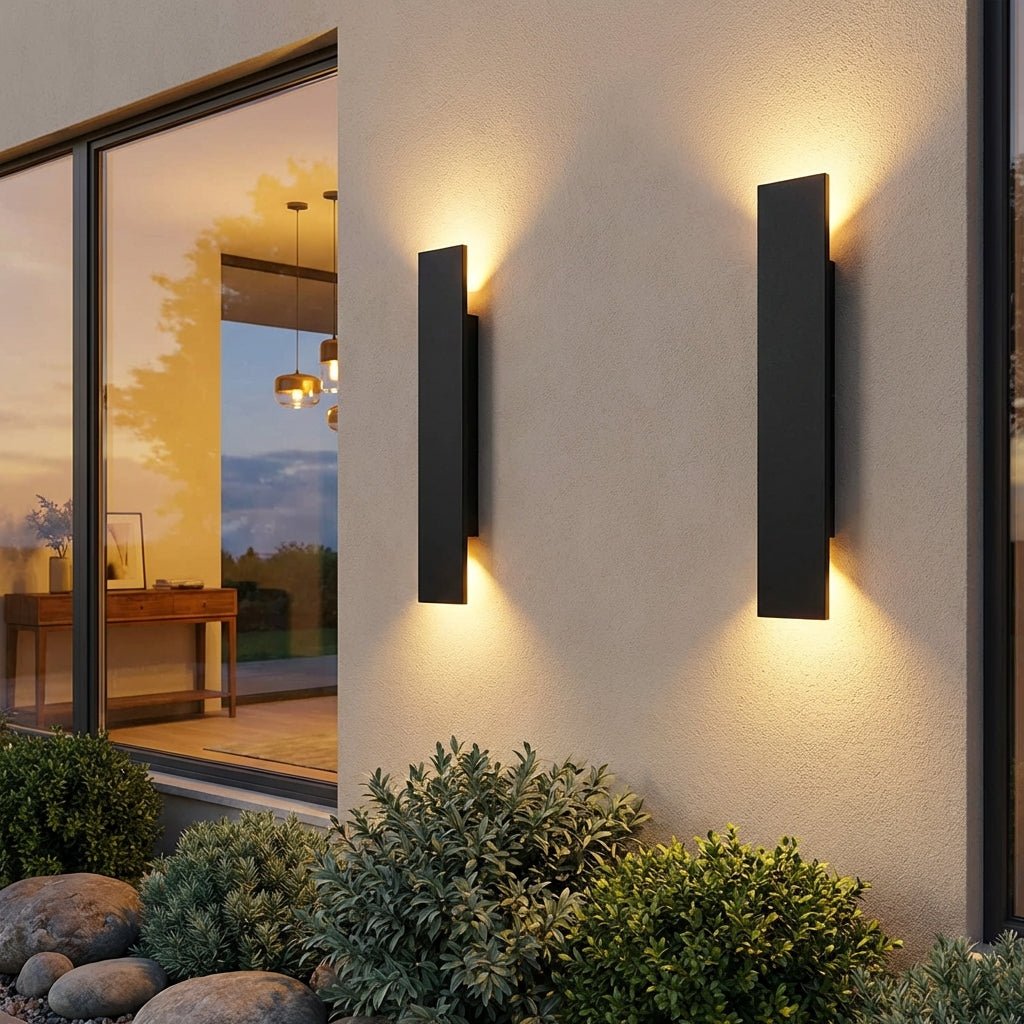 Modern LED Outdoor Wall Light | Waterproof Aluminium Exterior Lantern | Slimline Garden Sconce Outdoor Lighting for modern home decor in Black color