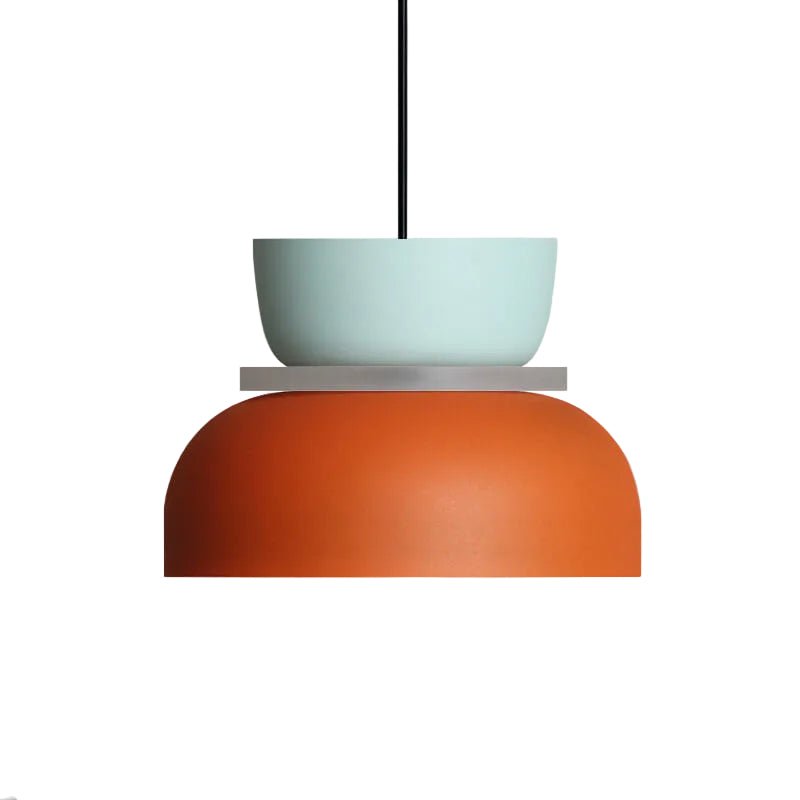 Modern LED Pendant Light | Colourful Scandinavian Hanging Lamp | Macaron Kitchen Island Lighting Pendant Lights for modern home decor in Large - Cyan & Orange color