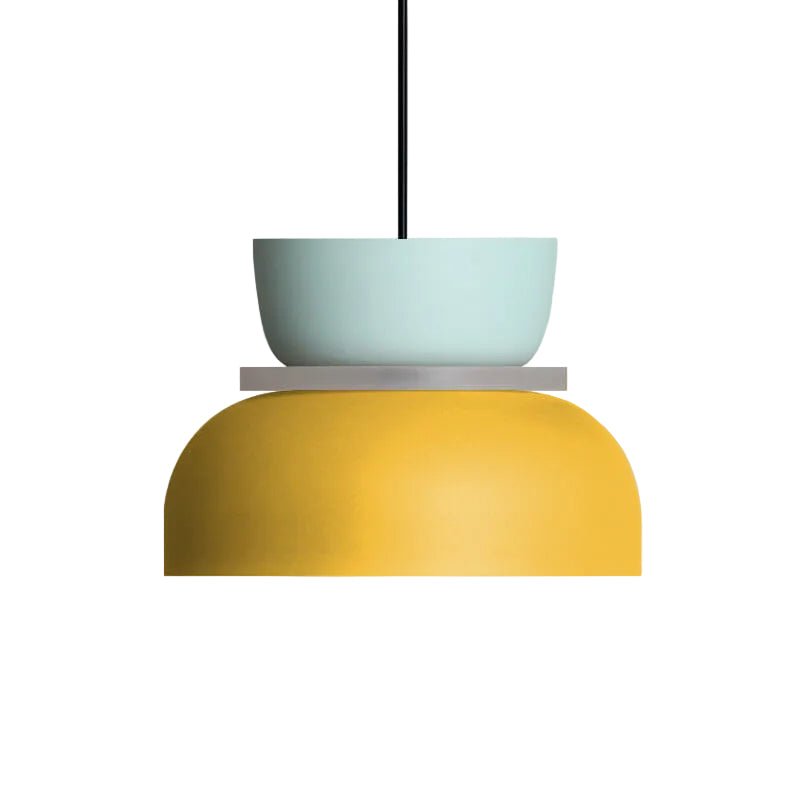 Modern LED Pendant Light | Colourful Scandinavian Hanging Lamp | Macaron Kitchen Island Lighting Pendant Lights for modern home decor in Large - Cyan & Yellow color