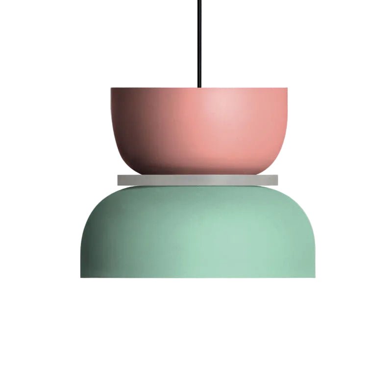 Modern LED Pendant Light | Colourful Scandinavian Hanging Lamp | Macaron Kitchen Island Lighting Pendant Lights for modern home decor in Medium - Pink & Green color