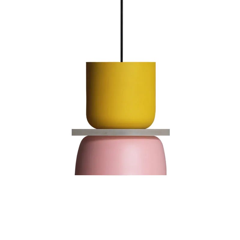 Modern LED Pendant Light | Colourful Scandinavian Hanging Lamp | Macaron Kitchen Island Lighting Pendant Lights for modern home decor in Small - Yellow & Pink color
