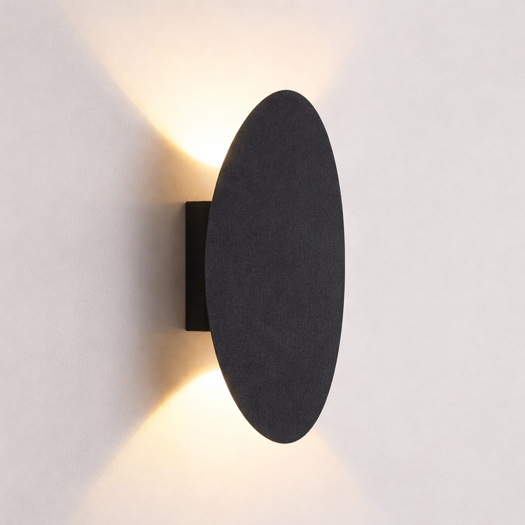 Modern LED Wall Sconce | Waterproof Aluminium Indoor & Exterior Light | Sleek Oval Sconce Indoor Lighting for modern home decor in Black color