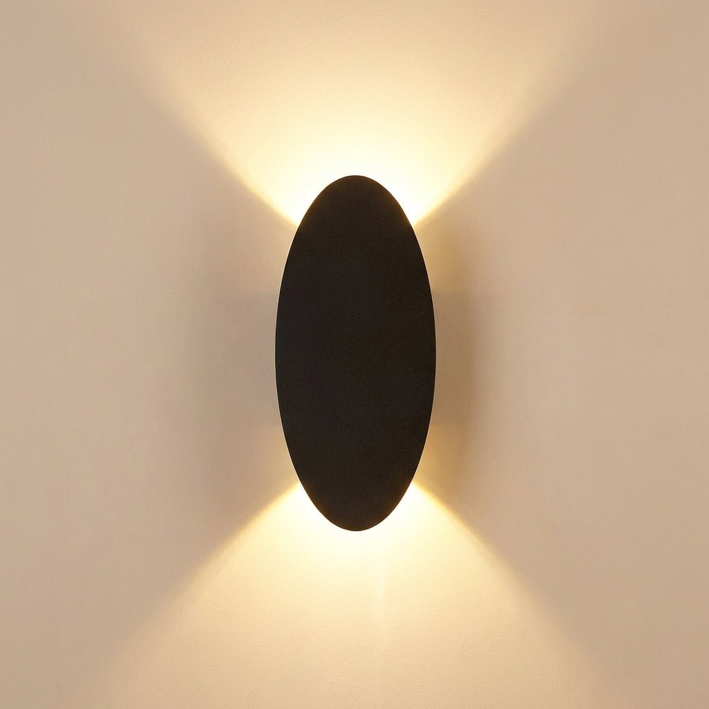 Modern LED Wall Sconce | Waterproof Aluminium Indoor & Exterior Light | Sleek Oval Sconce Indoor Lighting for modern home decor in Black color