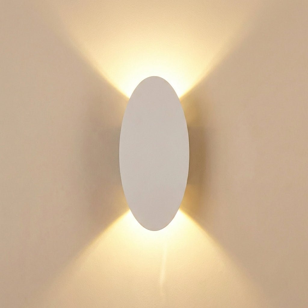 Modern LED Wall Sconce | Waterproof Aluminium Indoor & Exterior Light | Sleek Oval Sconce Indoor Lighting for modern home decor in White color