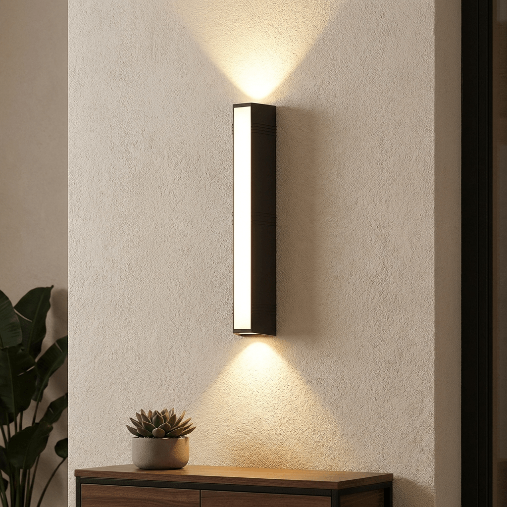 Modern Minimalist Linear LED Outdoor Wall Sconce | IP65 Waterproof Garden & Porch Light | Black Finish Outdoor Lighting for modern home decor in 37.5cm / 12W color