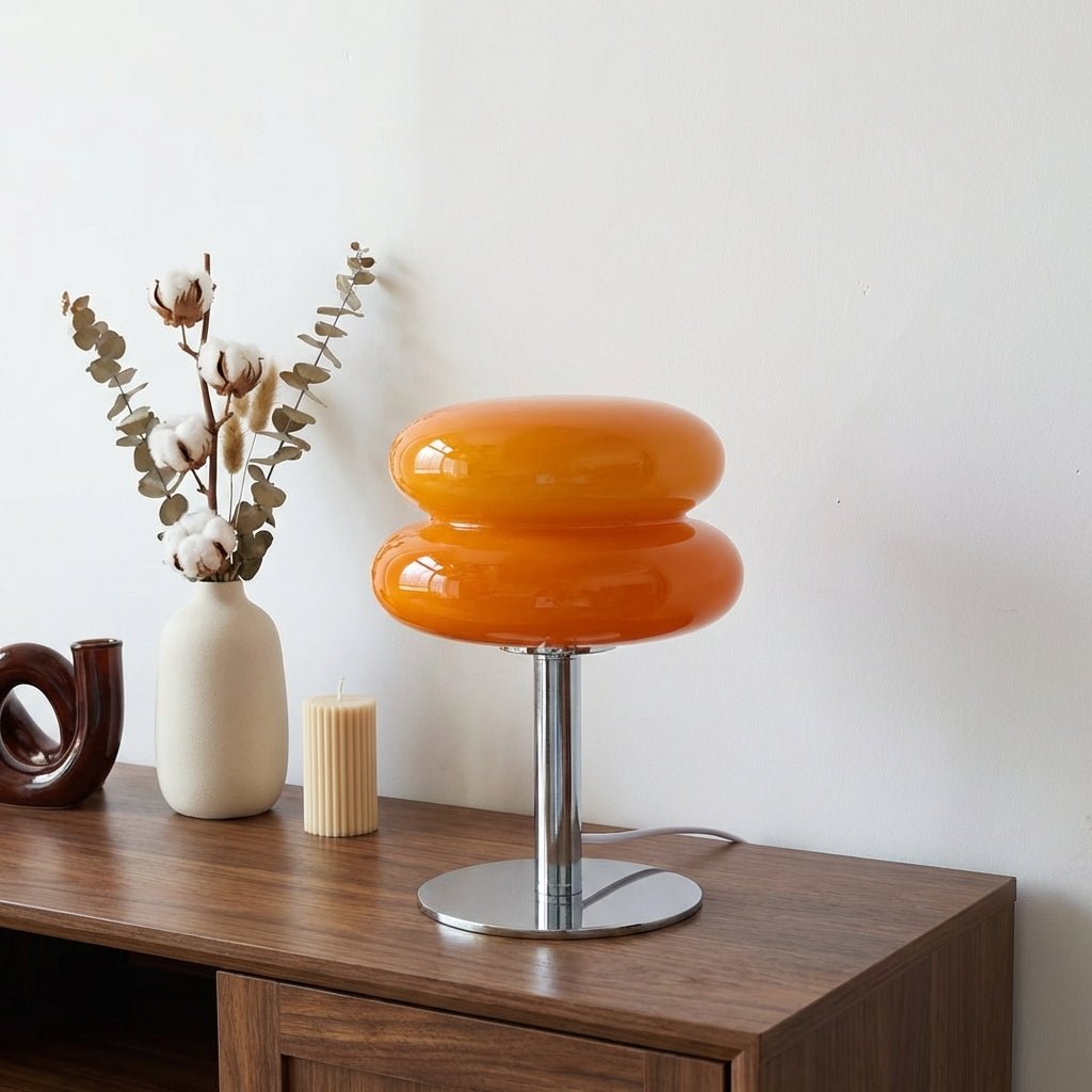 Modern Mushroom Table Lamp | Tri - Color Dimming USB Bedside Light | 9 - Level Brightness Lamps for modern home decor in Orange color