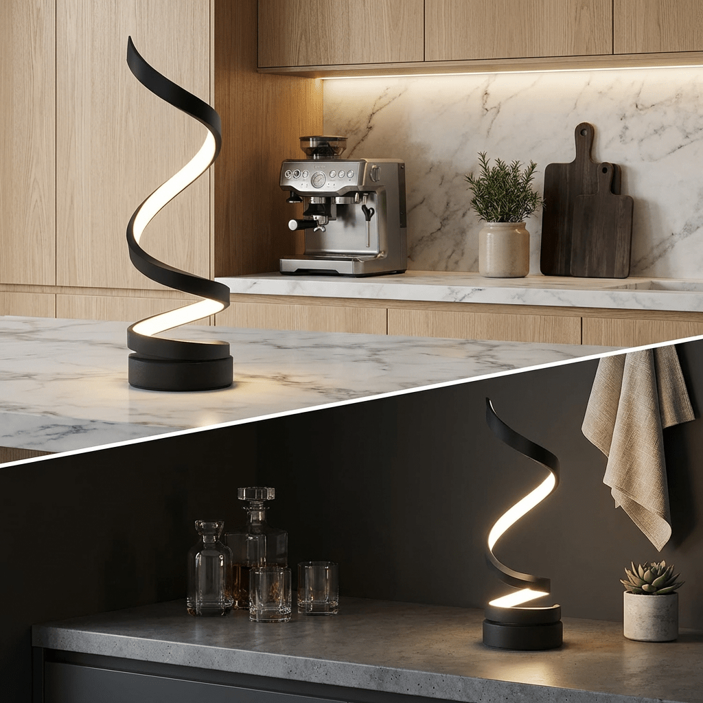 Modern Spiral LED Table Lamp | Dimmable Warm White Desk Light | Adjustable Height Lamps & Light Fixtures for modern home decor in Default color