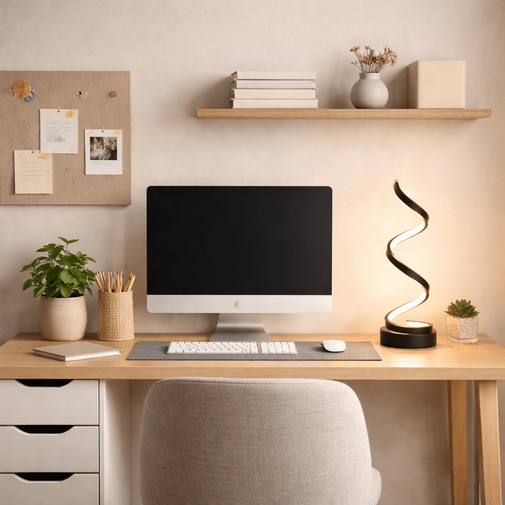 Modern Spiral LED Table Lamp | Dimmable Warm White Desk Light | Adjustable Height Lamps & Light Fixtures for modern home decor in Default color