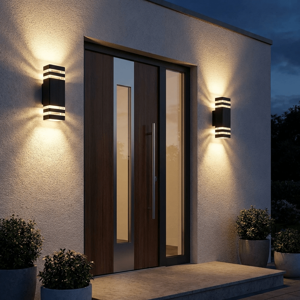 Modern Square Outdoor Wall Light | Waterproof E27 LED Garden Sconce | Black Exterior Fixture Outdoor Lighting for modern home decor in Cool White color