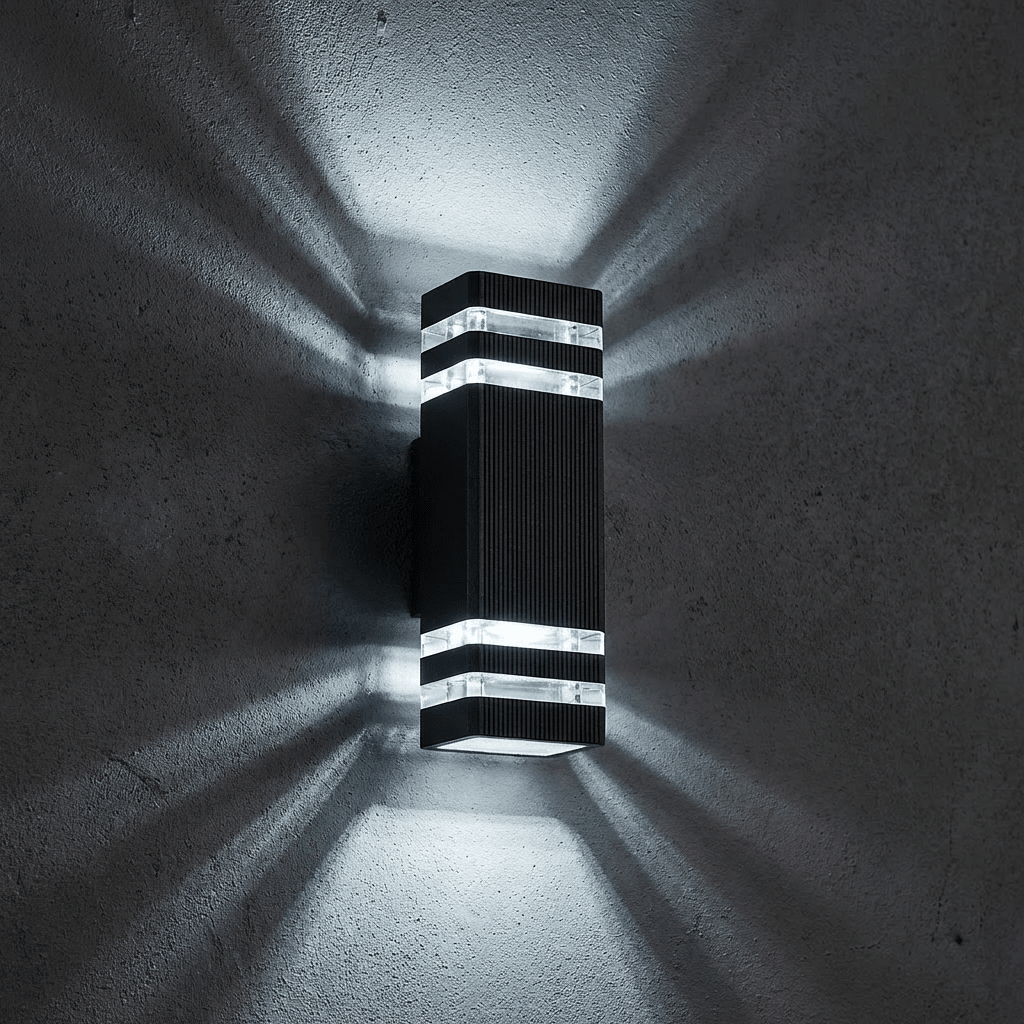 Modern Square Outdoor Wall Light | Waterproof E27 LED Garden Sconce | Black Exterior Fixture Outdoor Lighting for modern home decor in Cool White color