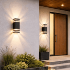 Modern Square Outdoor Wall Light | Waterproof E27 LED Garden Sconce | Black Exterior Fixture Outdoor Lighting for modern home decor in Cool White color