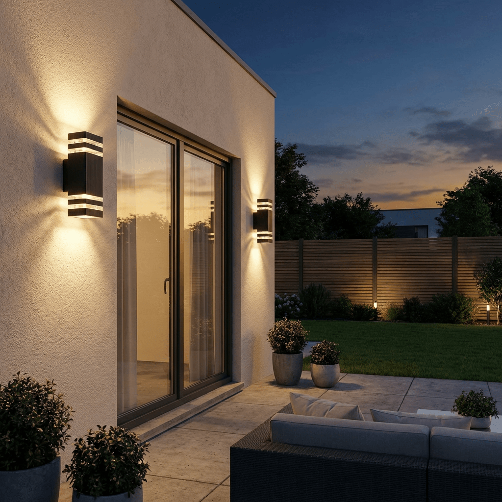 Modern Square Outdoor Wall Light | Waterproof E27 LED Garden Sconce | Black Exterior Fixture Outdoor Lighting for modern home decor in Cool White color