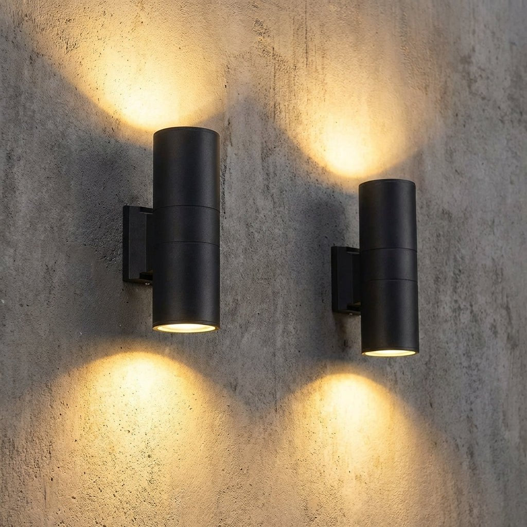 Modern Up Down Outdoor Wall Light | Waterproof LED Cylinder Exterior Lamp Wall Lighting for modern home decor in Warm Light 3000K color