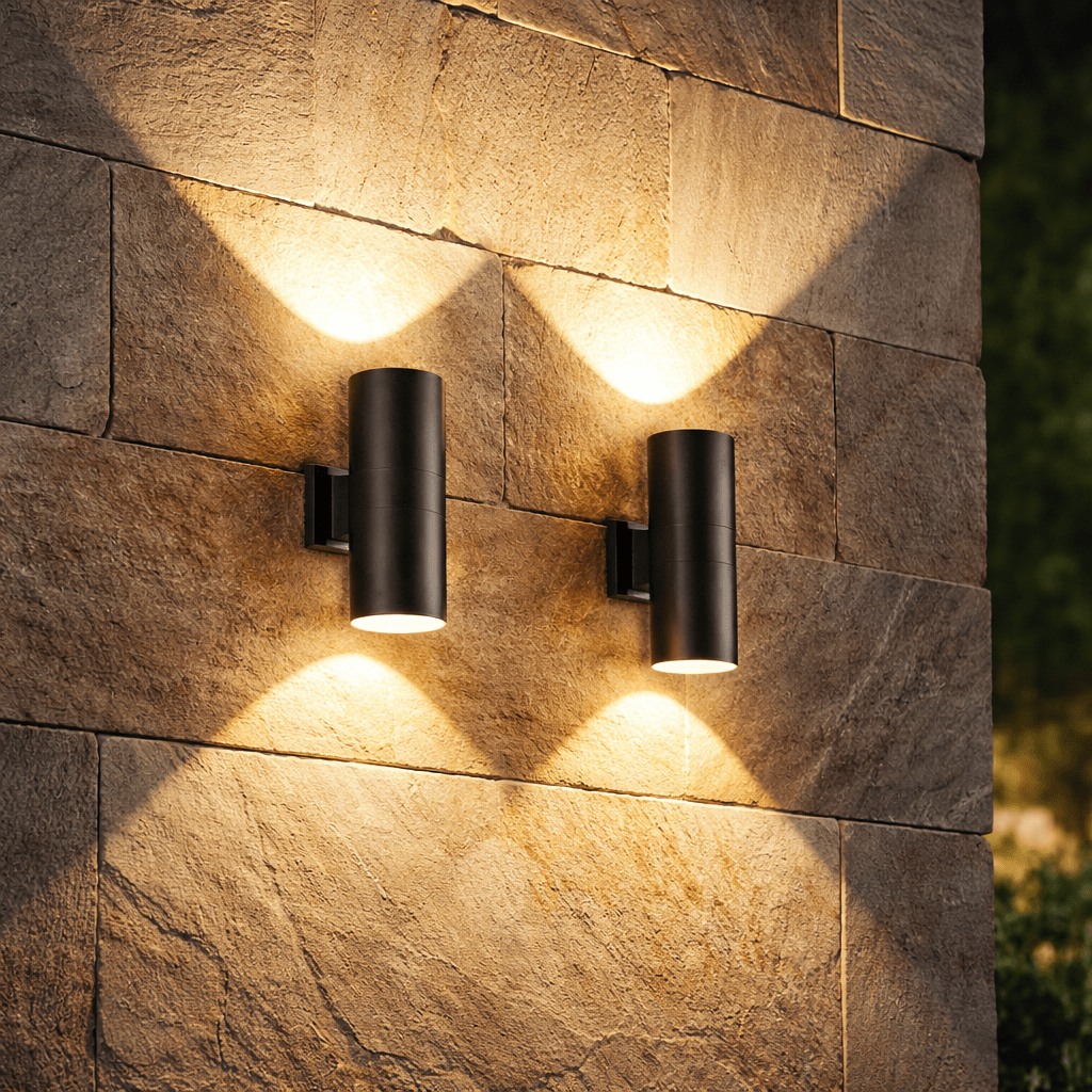 Modern Up Down Outdoor Wall Light | Waterproof LED Cylinder Exterior Lamp Wall Lighting for modern home decor in Warm Light 3000K color