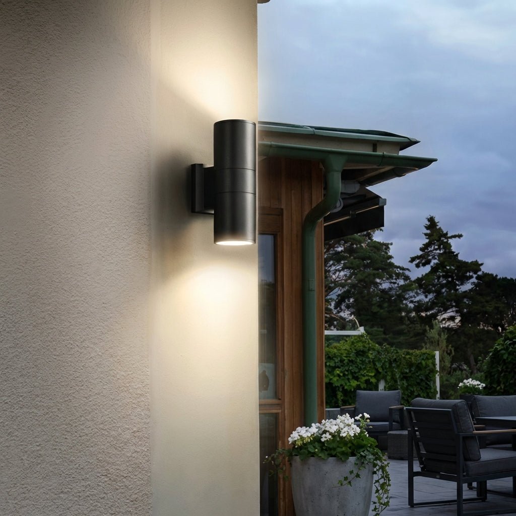 Modern Up Down Outdoor Wall Light | Waterproof LED Cylinder Exterior Lamp Wall Lighting for modern home decor in Warm Light 3000K color