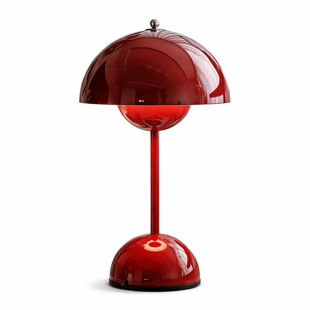 Mushroom Bedside Table Lamp | Rechargeable Touch Control | USB Desk Light Night Lights for modern home decor in Burgundy color