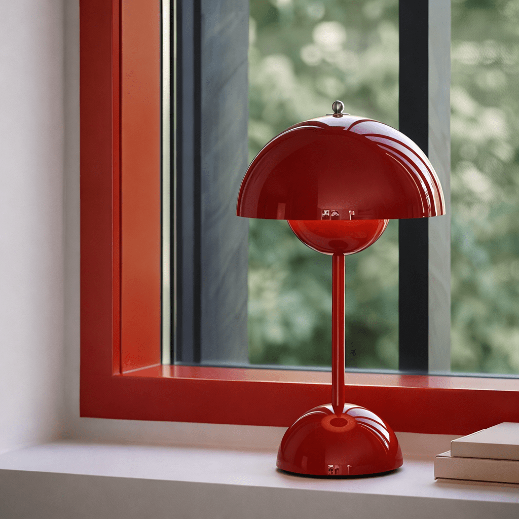 Mushroom Bedside Table Lamp | Rechargeable Touch Control | USB Desk Light Night Lights for modern home decor in Burgundy color